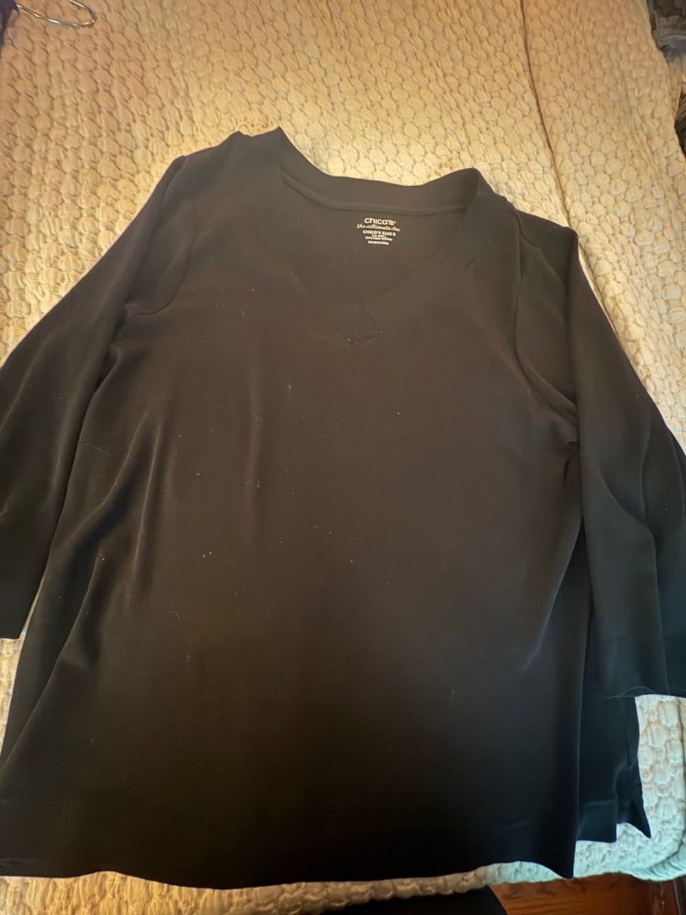 Chico's Tee Shirt, black v-neck, size 2